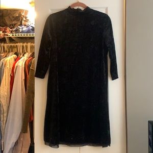Crushed Black Velvet Dress